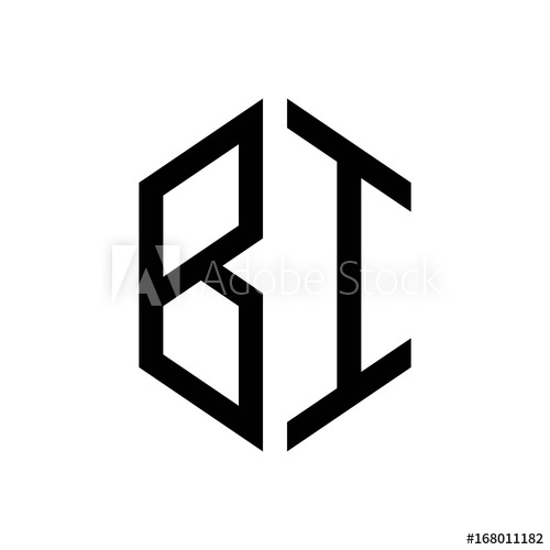 500x500 Initial Letters Logo Bi Black Monogram Hexagon Shape Vector