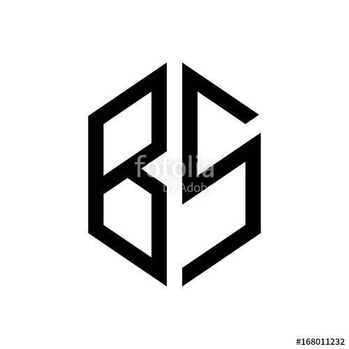 500x500 Initial Letters Logo Bs Black Monogram Hexagon Shape Vector Stock