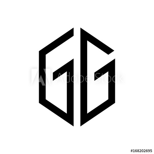 500x500 Initial Letters Logo Gg Black Monogram Hexagon Shape Vector