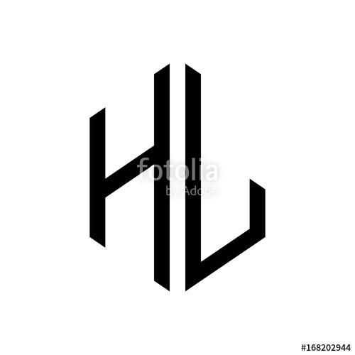 500x500 Initial Letters Logo Hl Black Monogram Hexagon Shape Vector Stock