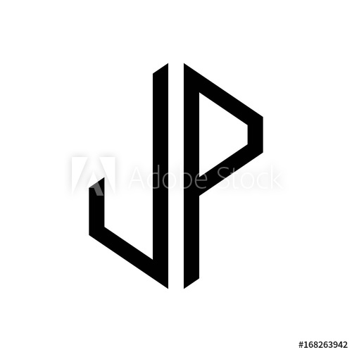 500x500 Initial Letters Logo Jp Black Monogram Hexagon Shape Vector