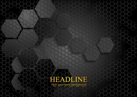 450x318 Tech Geometric Black Background With Hexagon Texture Vector