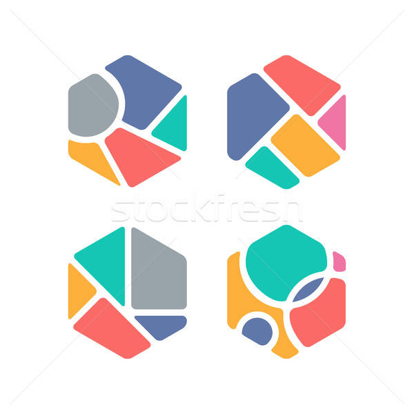 600x600 Abstract Colorful Hexagon Design Concept Vector Illustration