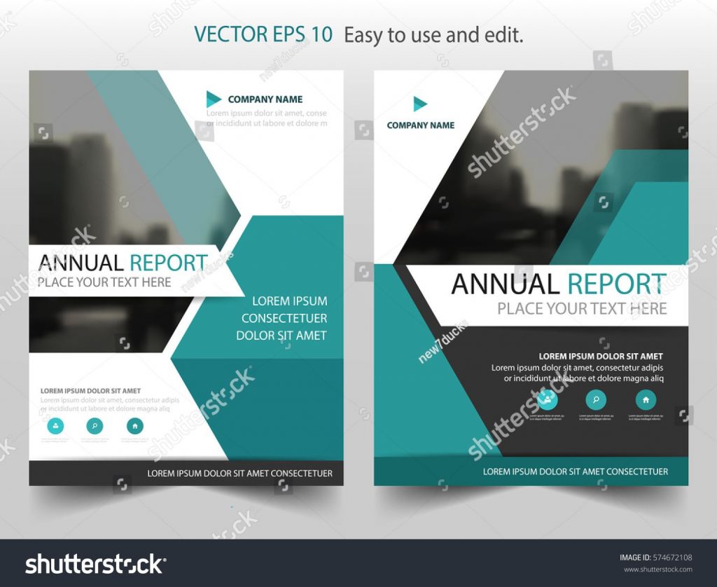 1024x838 Presentation Brochure Template Blue Hexagon Vector Annual Report