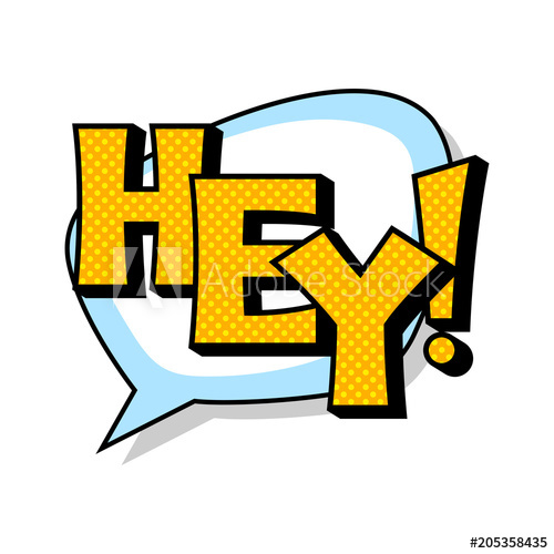 500x500 Hey Word Comic Book Pop Art Vector Illustration