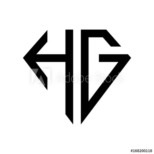 Initial Letters Logo Hg Black Monogram Diamond Pentagon Shape 500x500 Initial Letters Logo Hg Black Monogram Diamond Pentagon Shape