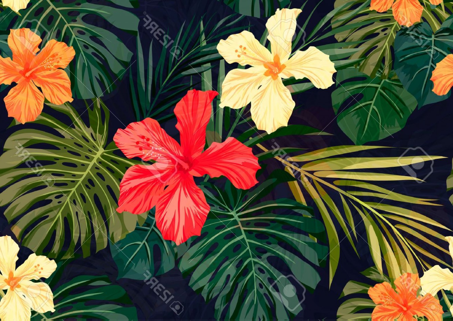 Photostock Vector Summer Colorful Hawaiian Seamless Pattern 1560x1106 Photostock Vector Summer Colorful Hawaiian Seamless Pattern