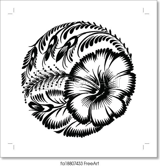 561x581 Free Art Print Of Decorative Silhouette Hibiscus Vector, Artistic