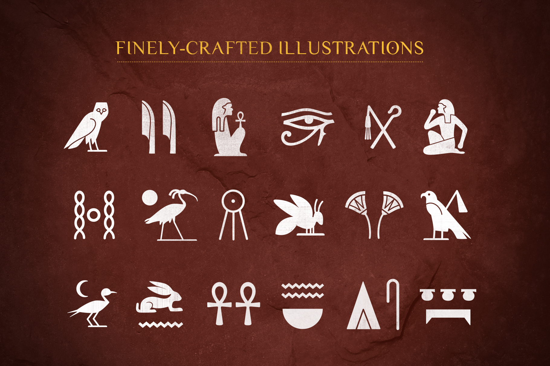 1820x1211 The Egyptian Hieroglyphs Vector Set
