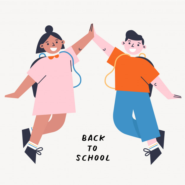 626x626 Back To School Vector Illustration With Kids Giving High Five