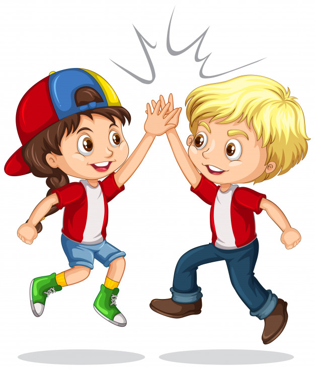 626x735 Boy And Girl High Five Vector Free Download