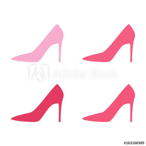 500x500 Pink Woman Shoes On High Heels Silhouettes Vector Illustration
