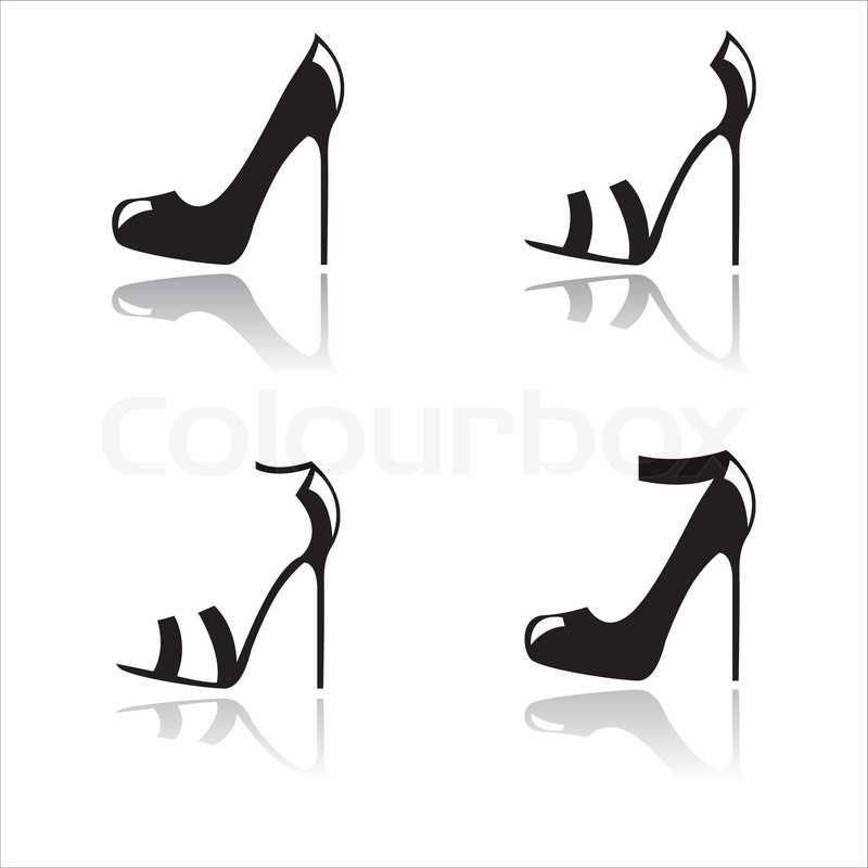 800x800 Set Of Black Shoes Silhouettes Stock Vector Colourbox