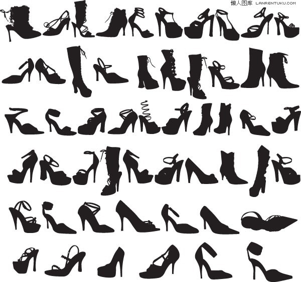 600x564 Variety Of Women's Fashion High Heels Silhouette Vector Material