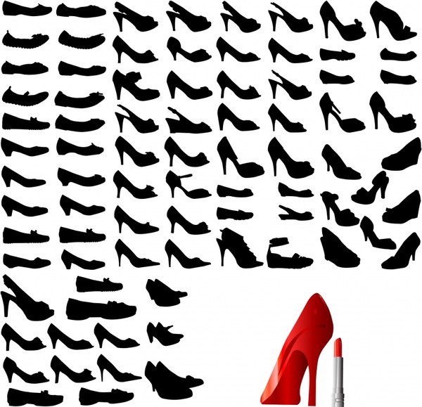 600x579 Women Accessories Icons High Heel Templates Silhouette Sketch Free
