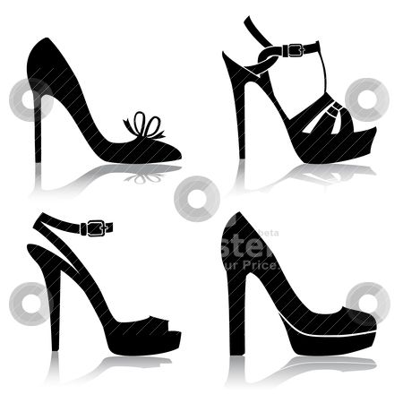 450x450 Shoe Silhouette Clip Art Shoes Collection Stock Vector Clipart