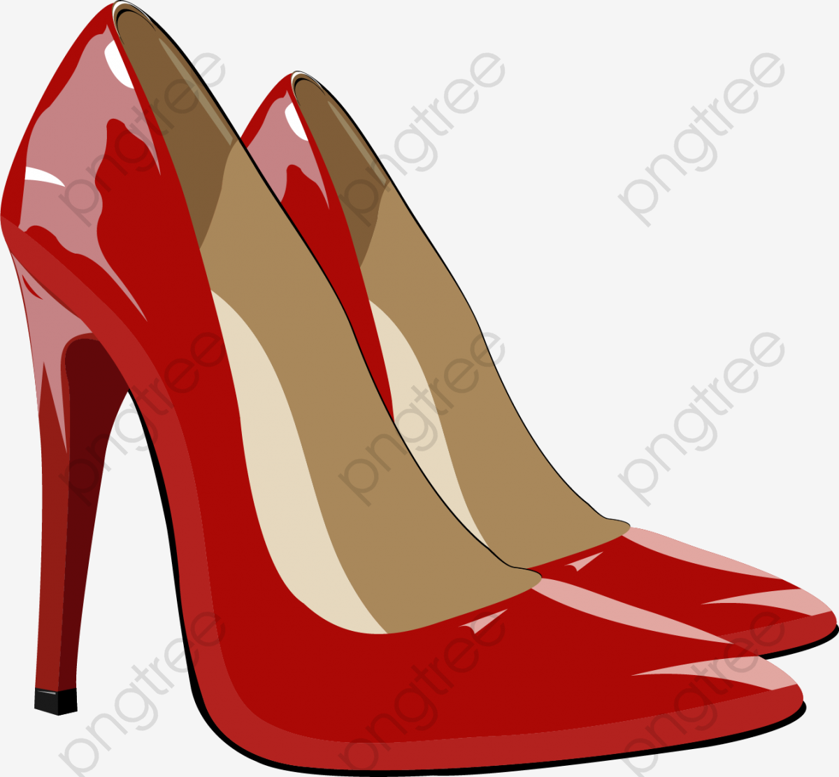 1200x1112 Vector Painted Red High Heels, Vector, Hand Painted, Red High
