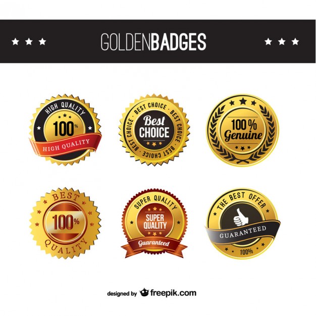 626x626 High Quality Golden Badges Vector Free Download