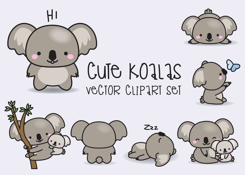 794x568 Premium Vector Clipart Kawaii Koala Cute Koalas Clipart Etsy