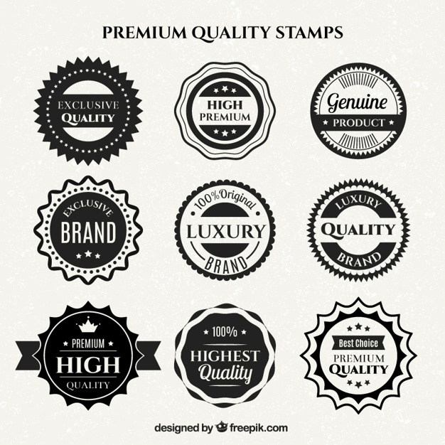 626x626 Black And White High Quality Badges In Flat Design Vector Free