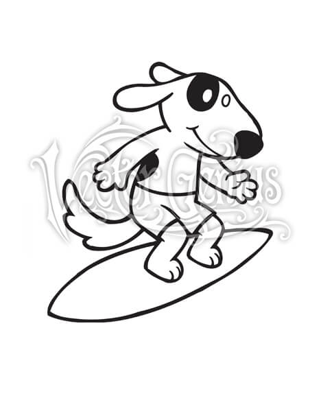 468x580 High Resolution Cute Dog Surfing Cartoon Clip Art Stock Art