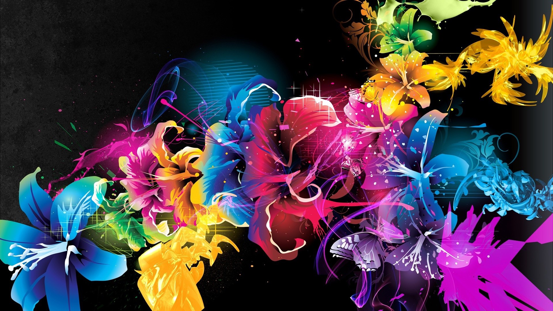 1920x1080 High Resolution Vector Flower Artwork