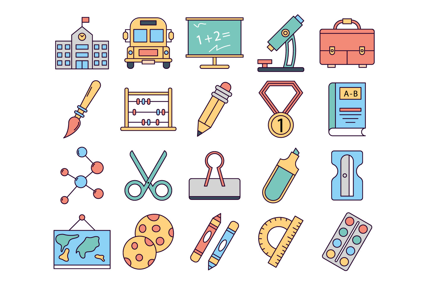 1440x960 School Vector Free Icon Set