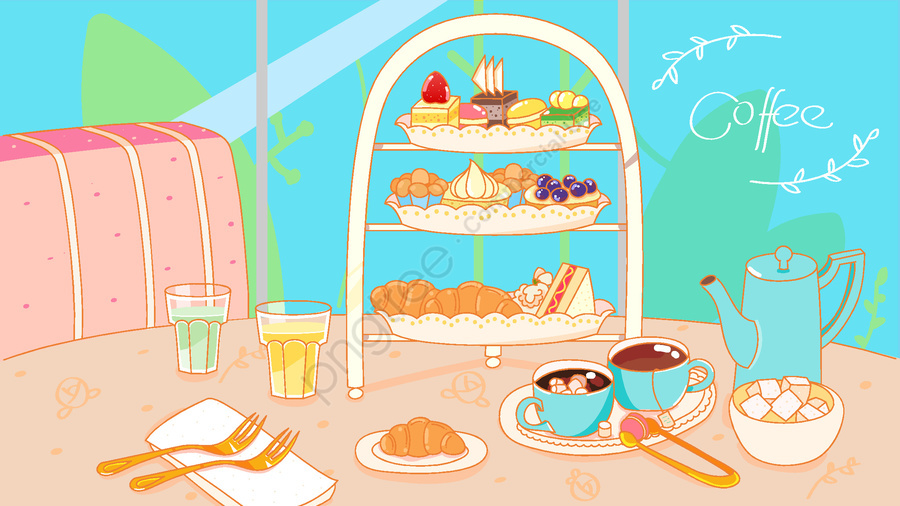 900x506 Gourmet Big Fight Afternoon Tea Vector Illustration, Gourmet