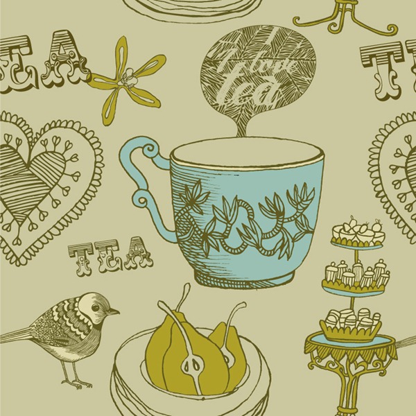 600x600 Vintage Afternoon Tea Illustrator Vector Material My Free