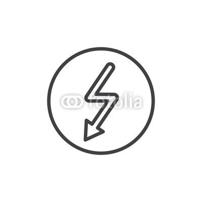 400x400 High Voltage Line Icon, Outline Vector Sign, Linear Style