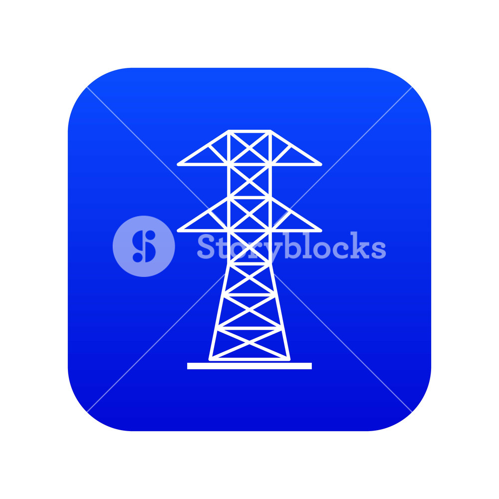 1000x1000 High Voltage Tower Icon Digital Blue For Any Design Isolated