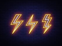 213x160 Lightning Bolt Set Neon Signs Vector Design Template High