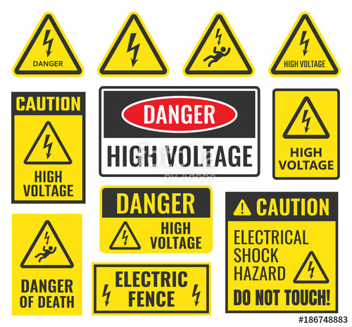 500x464 Danger High Voltage Signs Set, Vector Illustration Stock Image
