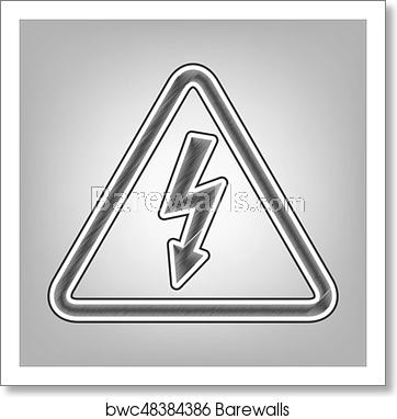 362x382 High Voltage Danger Sign Vector Pencil Sketch Imitation Dark