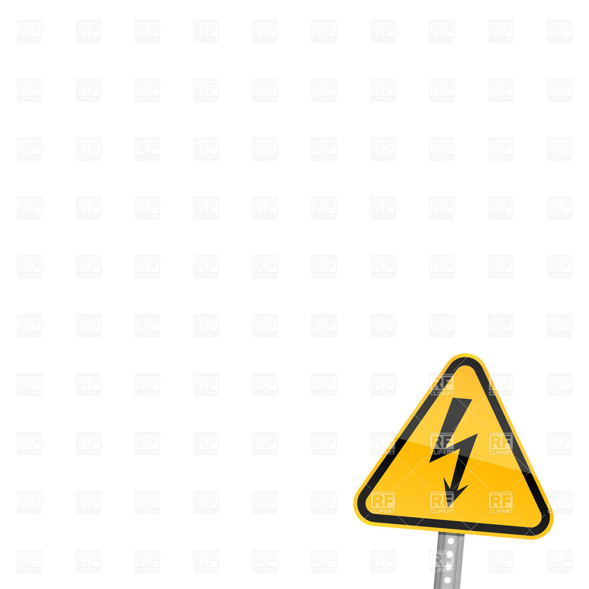 1200x1200 High Voltage Warning Sign With Forked Lightning Vector Image