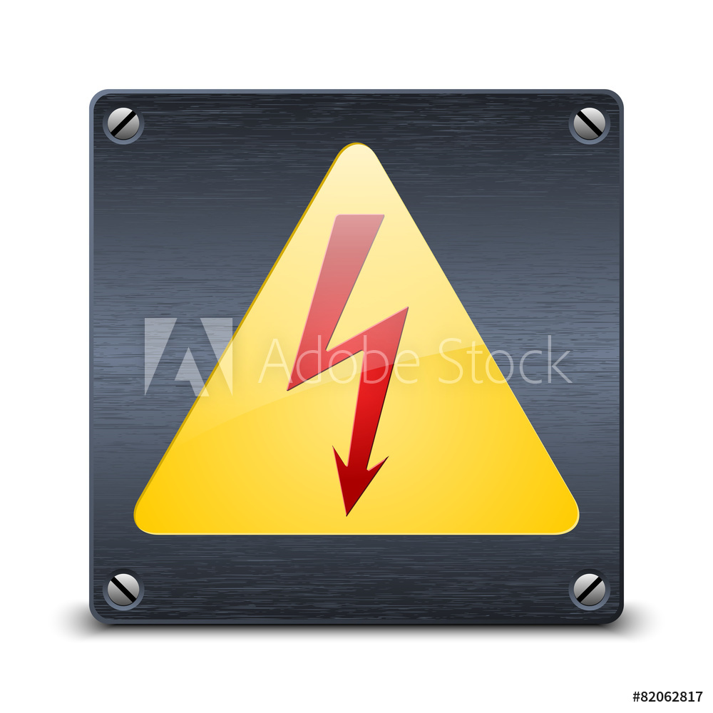 1000x1000 Photo Art Print High Voltage Vector Sign On Dark Metal Plate