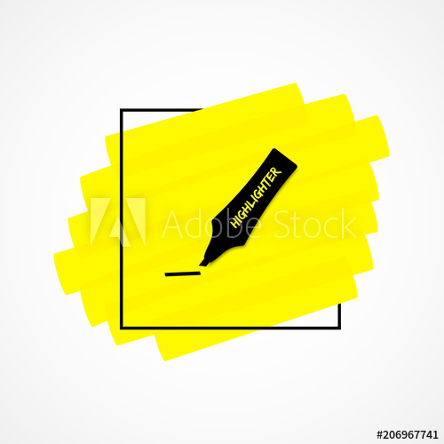 500x500 Highlighter Permanent Pen Realistic Hand Drawn Icon Yellow Sketchy