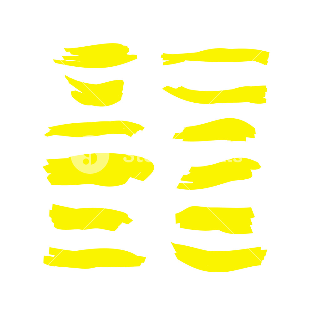 1000x1000 Yellow Watercolor Hand Drawn Highlight Set Vector Highlighter