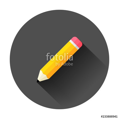 500x500 Wooden Pencil With Rubber Eraser Icon In Flat Style Highlighter