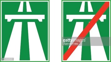 355x200 Highway Sign, Motorway End Vector Illustration Stock Vectors