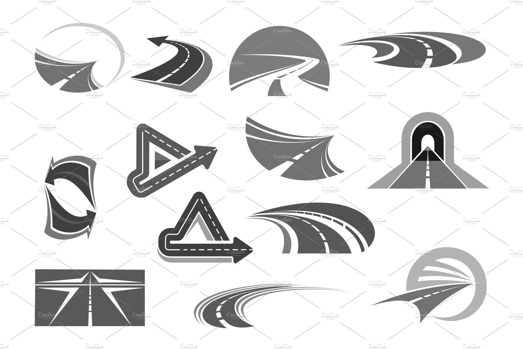 Vector Icons Of Roads Tunnels And Highway Signs 1820x1213 Vector Icons Of Roads Tunnels And Highway Signs