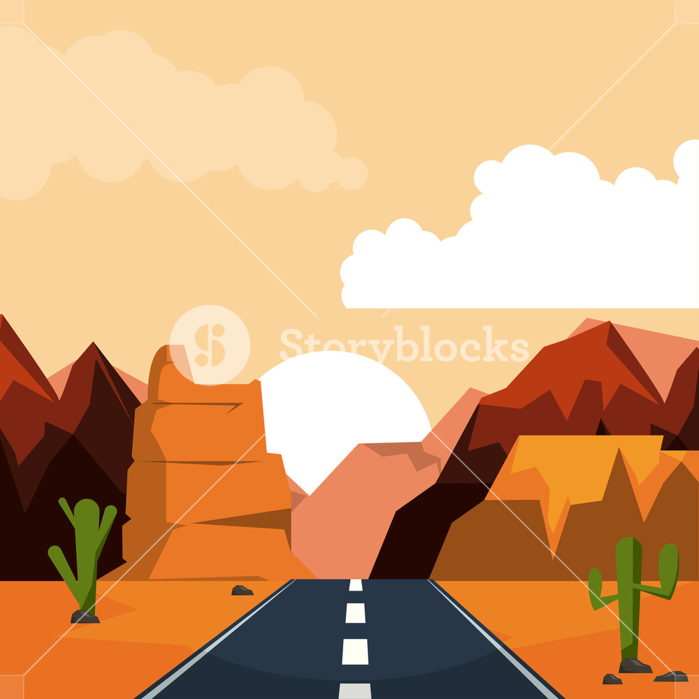 1000x1000 Colorful Background Of Desert Sunset Landscape With Valley