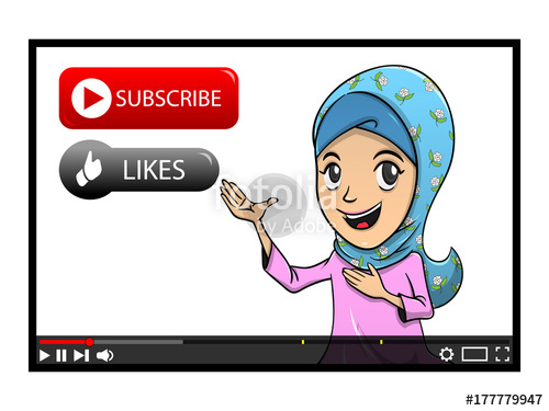 500x375 Hijab Girl Giving Video Tutorial On Internet Cartoon Vector Stock