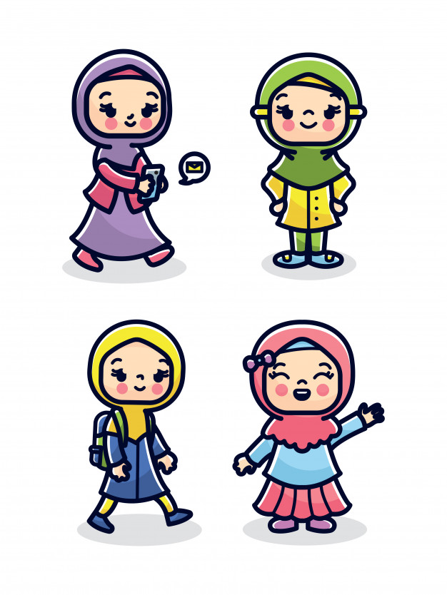 626x834 Hijab Girls Illustration Vector Vector Premium Download