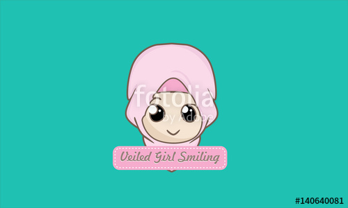 500x300 Cartoon Beautiful Islamic Woman In Hijab Vector Illustration