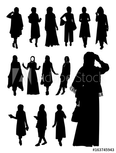 377x500 Hijab Woman Silhouette Vector Illustration