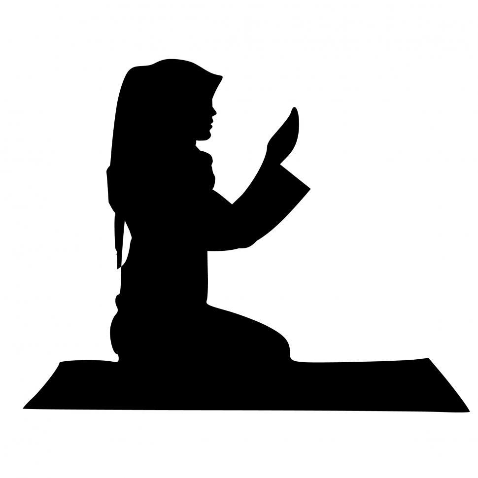 970x970 Vector Silhouette Drawing Of Muslim Woman With Hijab Silhouette