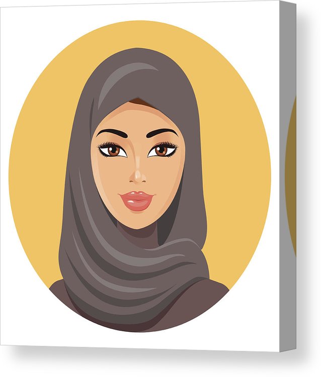 638x750 Beautiful Face Of Arabic Muslim Woman In Hijab Vector Illustration