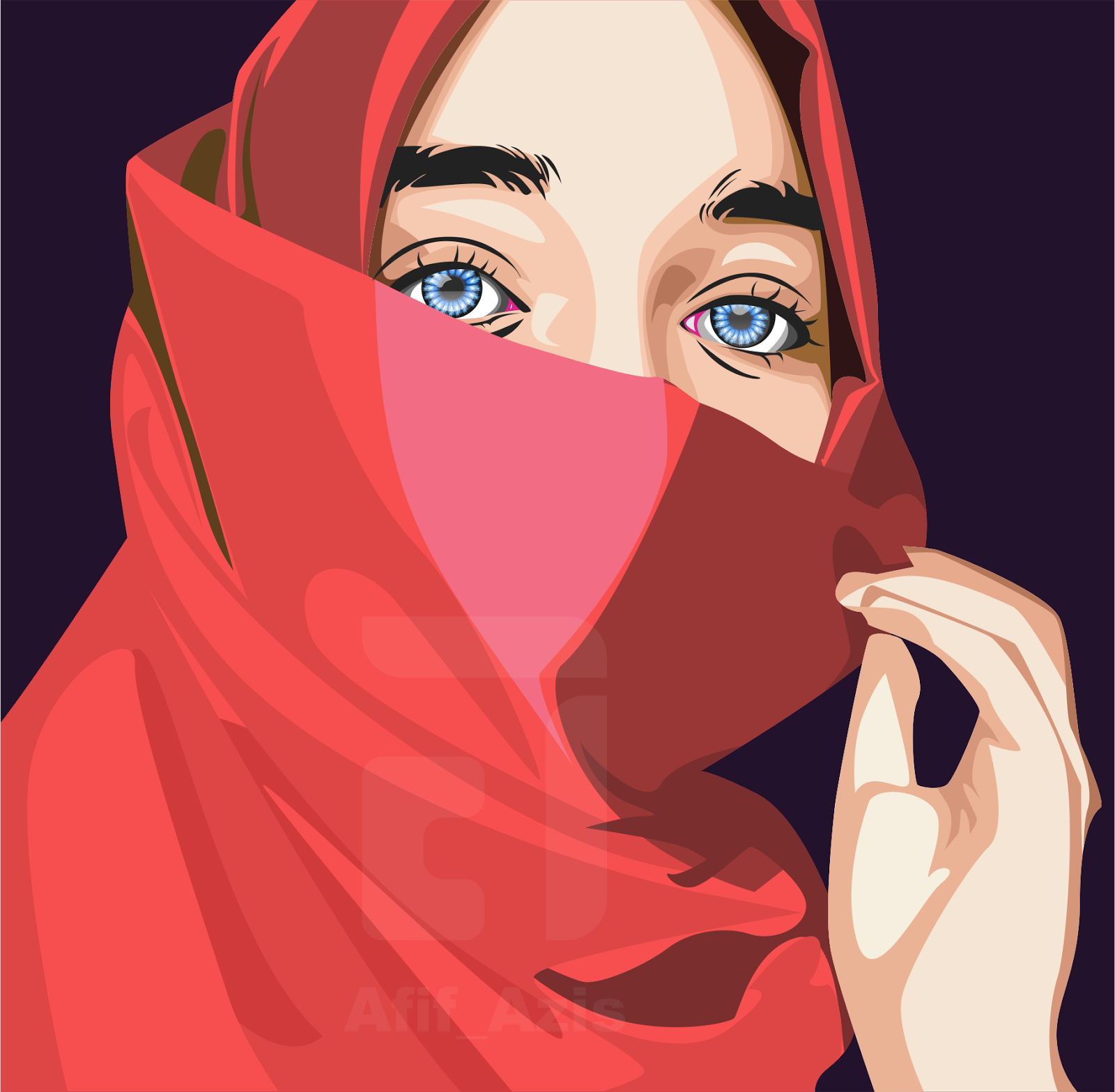 1600x1567 Hijab Art Vector