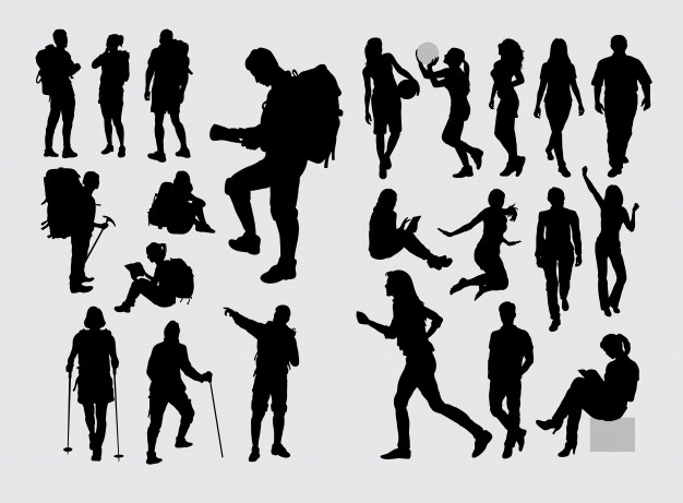 626x461 Hiker Backpacker And People Sport Silhouette Vector Premium Download